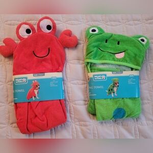2 Aldi Heart To Tail Frog & Lobster Pet Drying Towels Red Green Small-Medium